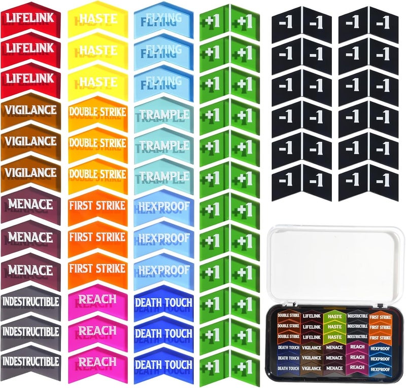 Ravonixis 60 PCS MTG Keyword Counters Buff Abilities Counter Tokens with Box for Magic The Gathering, MTG, TCG, Card Games Accessories (Multicolor, 60) - Image 1